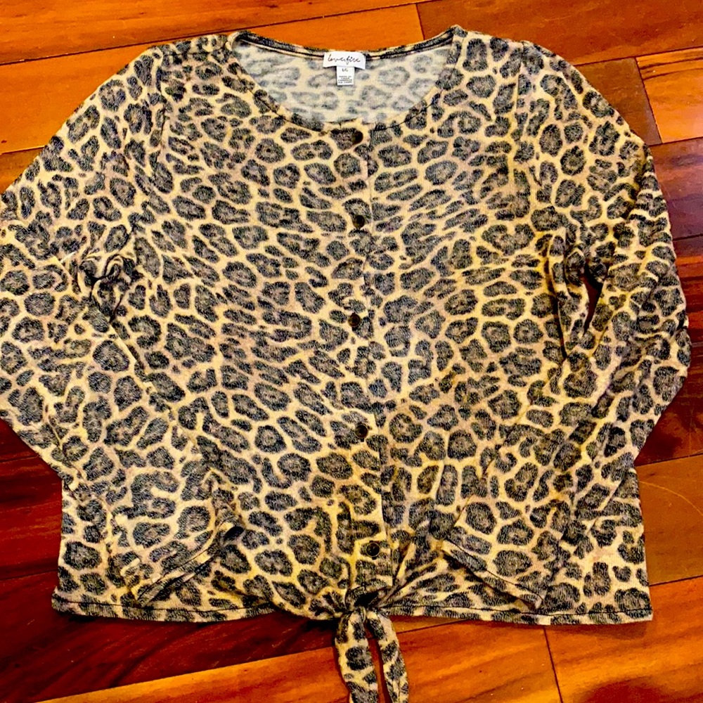 Love,fire kids Leopard Print Top
